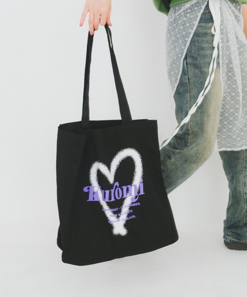 nemne store(ネンネストア)の「【nemne store × My Melody & Kuromiコラボアイテム 】ハートモチーフキャンバストートバッグ(トートバッグ・レディース・ブラック/アイボリー系2/アイボリー系1/ピンク・フリー)」の7枚目の写真