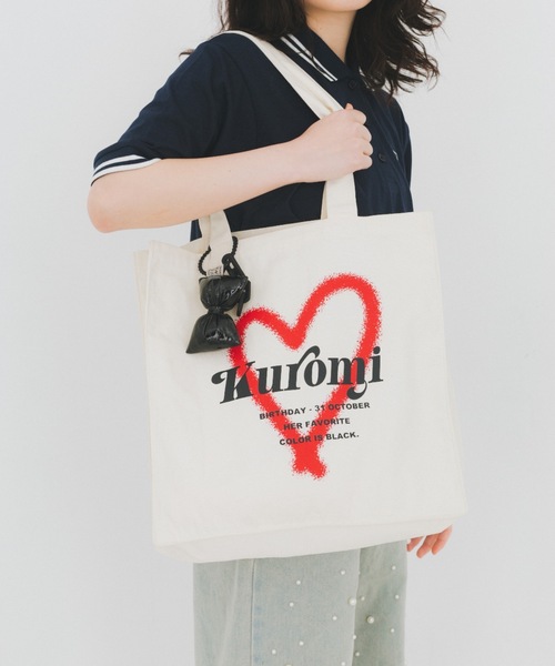 nemne store(ネンネストア)の「【nemne store × My Melody & Kuromiコラボアイテム 】ハートモチーフキャンバストートバッグ(トートバッグ・レディース・ブラック/アイボリー系2/アイボリー系1/ピンク・フリー)」の14枚目の写真