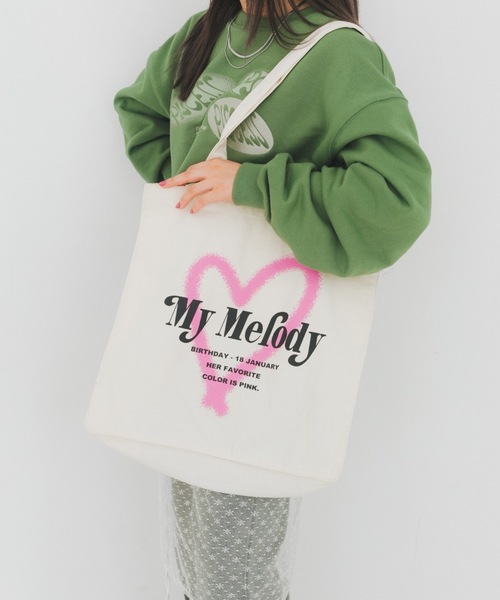 nemne store(ネンネストア)の「【nemne store × My Melody & Kuromiコラボアイテム 】ハートモチーフキャンバストートバッグ(トートバッグ・レディース・ブラック/アイボリー系2/アイボリー系1/ピンク・フリー)」の11枚目の写真