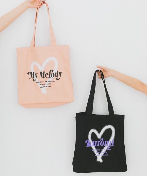 nemne store(ネンネストア)の「【nemne store × My Melody & Kuromiコラボアイテム 】ハートモチーフキャンバストートバッグ(トートバッグ・レディース・ブラック/アイボリー系2/アイボリー系1/ピンク・フリー)」の5枚目の写真