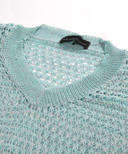 neos（ネオス）の「【neos】ルーズシルエット グラデーション ボーダー メッシュ シアー ニット Vネック ベスト（ベスト・メンズ・ブラック/サックスブルー・MEDIUM/LARGE/X-LARGE）」の14枚目の写真