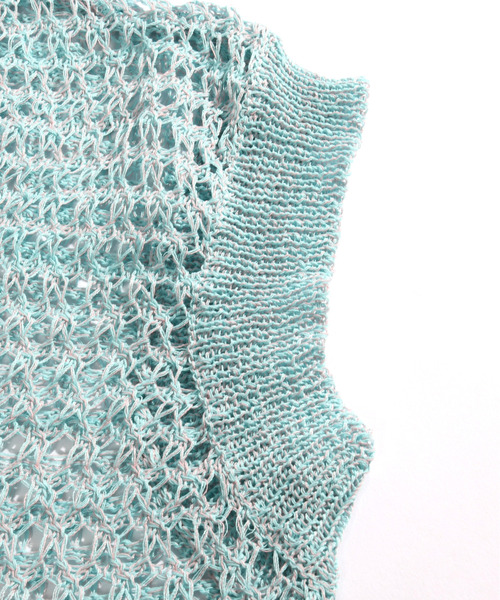 neos（ネオス）の「【neos】ルーズシルエット グラデーション ボーダー メッシュ シアー ニット Vネック ベスト（ベスト・メンズ・ブラック/サックスブルー・MEDIUM/LARGE/X-LARGE）」の15枚目の写真