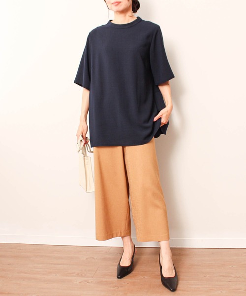 fleur by mint breeze(フルールバイミントブリーズ)の「【L~5L 大きいサイズ】 麻調 ストレッチ ワイドパンツ オフィス ウエストゴム(その他パンツ・レディース・キャメル/ネイビー/ベージュ・LL/3L/4L/5L/L)」の14枚目の写真