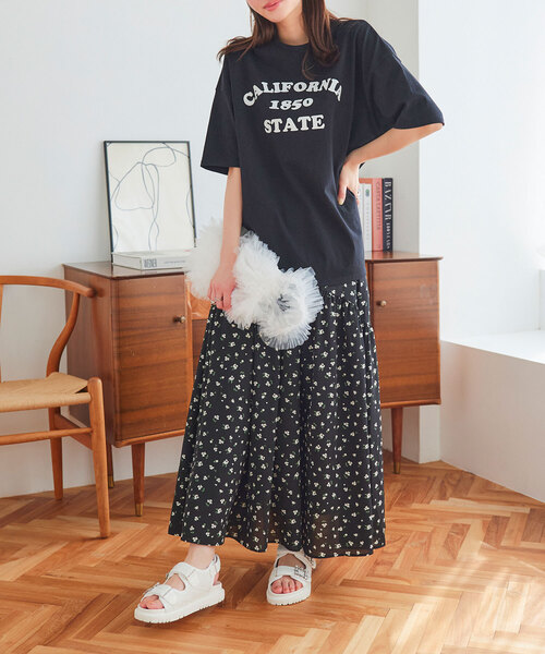 KOBE LETTUCE(コウベレタス)の「花柄ギャザースカート(スカート・レディース・ブラック/オフホワイト・M)」の13枚目の写真