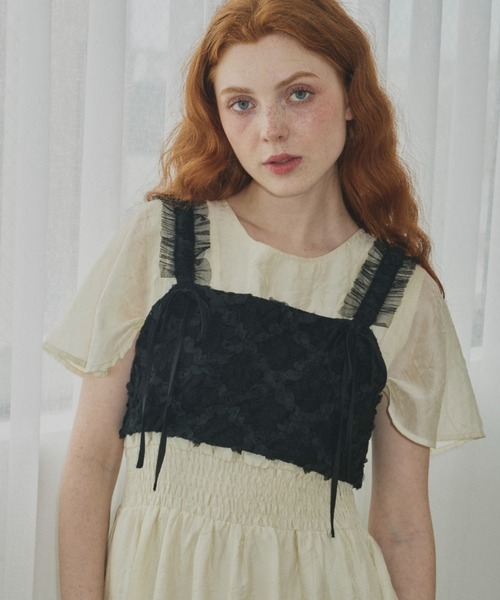 idem(イデム)の「rose flower tulle bustier/フラワーレースビスチェ(ベスト・レディース・ホワイト/ブラック・FREE)」の5枚目の写真