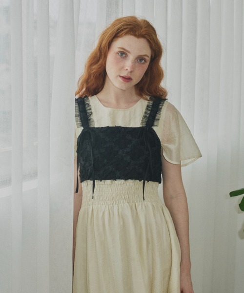 idem(イデム)の「rose flower tulle bustier/フラワーレースビスチェ(ベスト・レディース・ホワイト/ブラック・FREE)」の6枚目の写真
