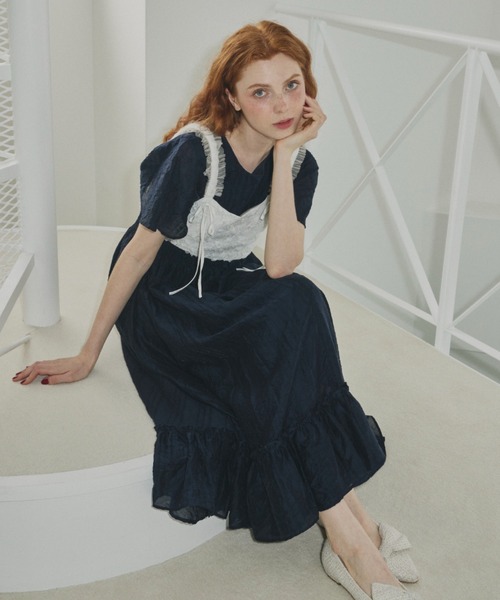 idem(イデム)の「rose flower tulle bustier/フラワーレースビスチェ(ベスト・レディース・ホワイト/ブラック・FREE)」の8枚目の写真