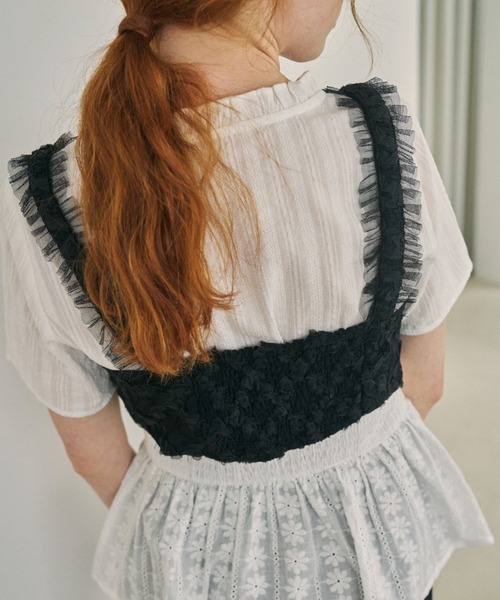 idem(イデム)の「rose flower tulle bustier/フラワーレースビスチェ(ベスト・レディース・ホワイト/ブラック・FREE)」の12枚目の写真