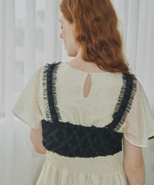 idem(イデム)の「rose flower tulle bustier/フラワーレースビスチェ(ベスト・レディース・ホワイト/ブラック・FREE)」の7枚目の写真