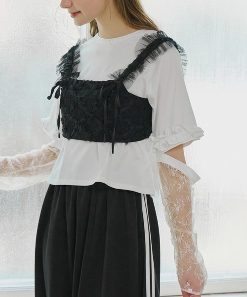 idem(イデム)の「rose flower tulle bustier/フラワーレースビスチェ(ベスト・レディース・ホワイト/ブラック・FREE)」の20枚目の写真