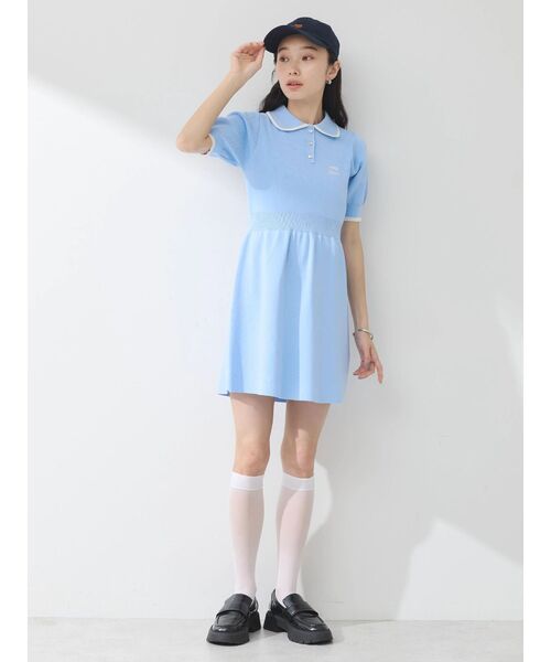 earth music&ecology（アースミュージックアンドエコロジー）の「ワンポイントポロワンピース（ワンピース・レディース・ネイビー/ライトブルー/ホワイト・FREE）」の4枚目の写真
