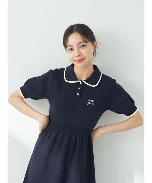 earth music&ecology（アースミュージックアンドエコロジー）の「ワンポイントポロワンピース（ワンピース・レディース・ネイビー/ライトブルー/ホワイト・FREE）」の6枚目の写真