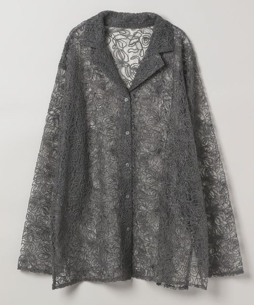 JEANASIS（ジーナシス）の「コードシシュウシアーカイキンシャツ/128239（シャツ/ブラウス・レディース・チャコールグレー/ブラック/オフホワイト・FREE）」の3枚目の写真