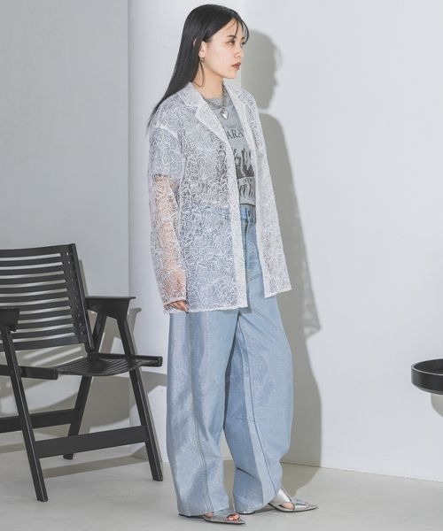 JEANASIS（ジーナシス）の「コードシシュウシアーカイキンシャツ/128239（シャツ/ブラウス・レディース・チャコールグレー/ブラック/オフホワイト・FREE）」の15枚目の写真