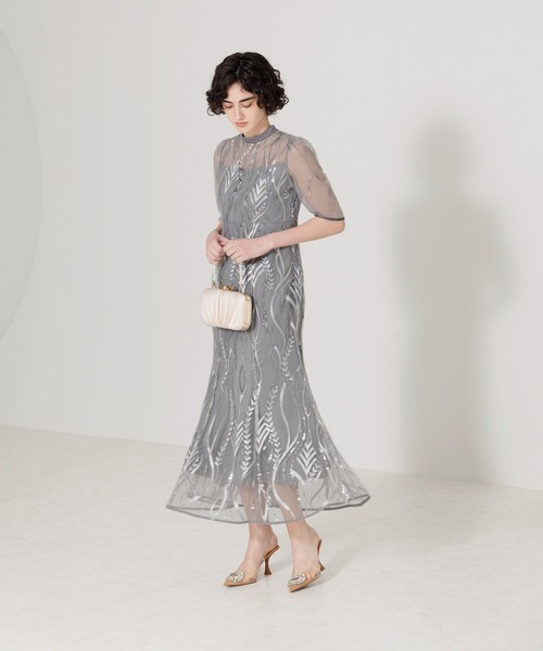 Leja（レジャ）の「【LEJA】半袖シアーレースチュール素材スパンコール