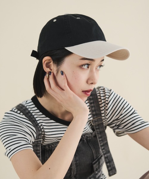 MERLOT（メルロー）の「バイカラーベースボールキャップ（キャップ・レディース・オレンジ/ブルー/ブラック・FREE）」の2枚目の写真