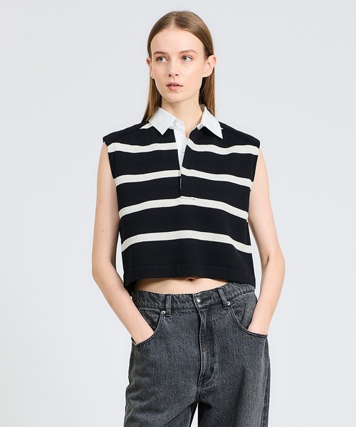 【極美品】ESTNATION ニットラガーシャツ ネイビー M！ ESTNATION（エストネーション）の「ESTNATION / ニットラガー