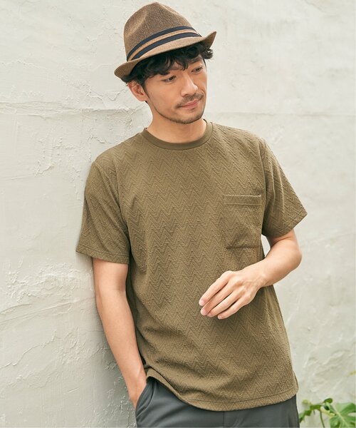 ikka(イッカ)の「ヘリンボンフクレジャカードTシャツ(Tシャツ/カットソー・メンズ・ホワイト/オリーブ/ブラック/グレー・M/L/XL/S)」の21枚目の写真