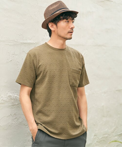 ikka(イッカ)の「ヘリンボンフクレジャカードTシャツ(Tシャツ/カットソー・メンズ・ホワイト/オリーブ/ブラック/グレー・M/L/XL/S)」の22枚目の写真