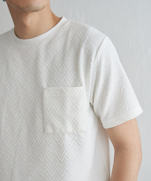 ikka(イッカ)の「ヘリンボンフクレジャカードTシャツ(Tシャツ/カットソー・メンズ・ホワイト/オリーブ/ブラック/グレー・M/L/XL/S)」の9枚目の写真