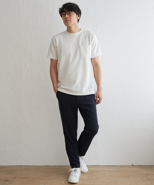 ikka(イッカ)の「ヘリンボンフクレジャカードTシャツ(Tシャツ/カットソー・メンズ・ホワイト/オリーブ/ブラック/グレー・M/L/XL/S)」の13枚目の写真