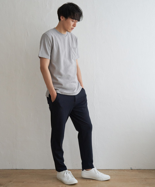 ikka(イッカ)の「ヘリンボンフクレジャカードTシャツ(Tシャツ/カットソー・メンズ・ホワイト/オリーブ/ブラック/グレー・M/L/XL/S)」の18枚目の写真