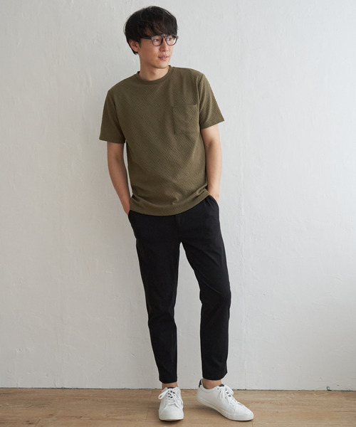 ikka(イッカ)の「ヘリンボンフクレジャカードTシャツ(Tシャツ/カットソー・メンズ・ホワイト/オリーブ/ブラック/グレー・M/L/XL/S)」の19枚目の写真