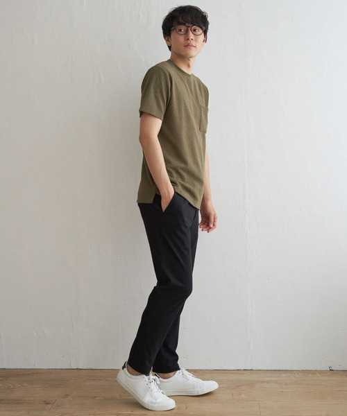 ikka(イッカ)の「ヘリンボンフクレジャカードTシャツ(Tシャツ/カットソー・メンズ・ホワイト/オリーブ/ブラック/グレー・M/L/XL/S)」の20枚目の写真