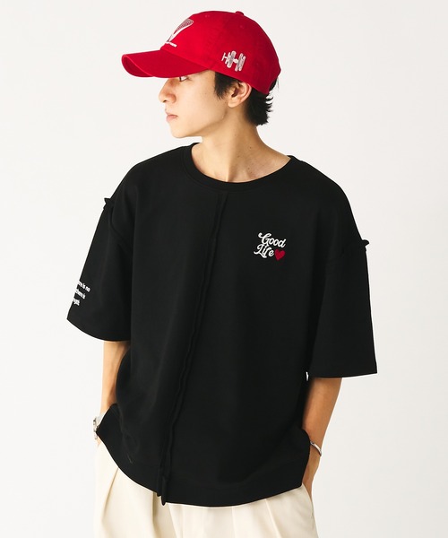 セール】裏毛リメイクライクハート刺繍Tシャツ（Tシャツ