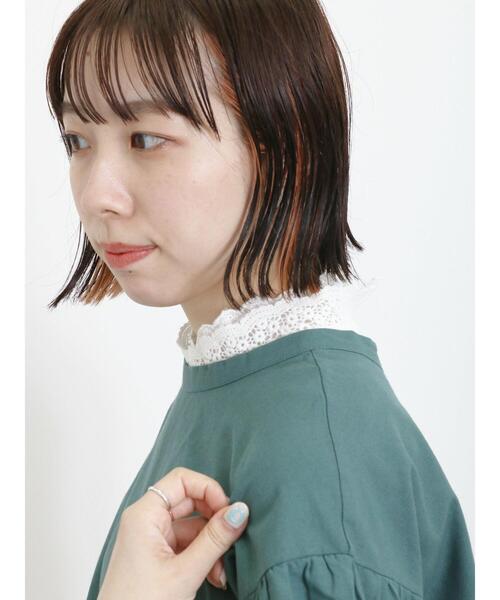 Samansa Mos2（サマンサ モスモス）の「重ねレース襟ノースリーブ（Tシャツ/カットソー・レディース・オフホワイト/キナリ/ブラック・F）」の2枚目の写真