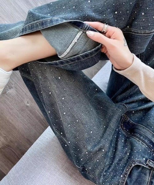 LAC-VERT(ラック・ヴェール)の「ラインストーン付きデニムパンツ(デニムパンツ・レディース・ブルー・M/S)」の5枚目の写真