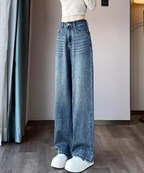 セール】ラインストーン付きデニムパンツ（デニムパンツ）｜LAC-VERT