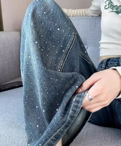 LAC-VERT(ラック・ヴェール)の「ラインストーン付きデニムパンツ(デニムパンツ・レディース・ブルー・M/S)」の6枚目の写真