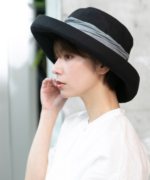 14+(イチヨンプラス)の「リネン混ツートーンセーラーハット(ハット・レディース・ベージュ/ホワイト/ブラウン/ブラック/グレー・MEDIUM/LARGE)」の18枚目の写真