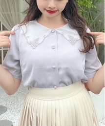 ペンタス刺繍シアー衿ブラウス/fint