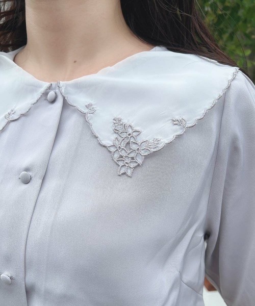 F i.n.t（フィント）の「ペンタス刺繍シアー衿ブラウス/fint（シャツ/ブラウス・レディース・オフホワイト/ラベンダー・FREE）」の6枚目の写真