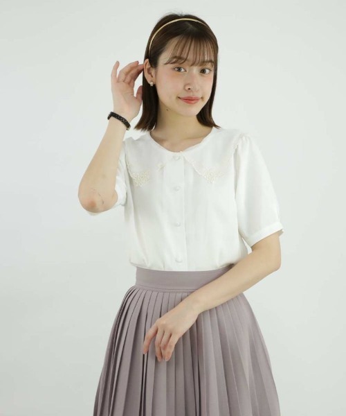 F i.n.t（フィント）の「ペンタス刺繍シアー衿ブラウス/fint（シャツ/ブラウス・レディース・オフホワイト/ラベンダー・FREE）」の7枚目の写真