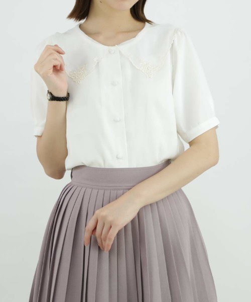 F i.n.t（フィント）の「ペンタス刺繍シアー衿ブラウス/fint（シャツ/ブラウス・レディース・オフホワイト/ラベンダー・FREE）」の9枚目の写真