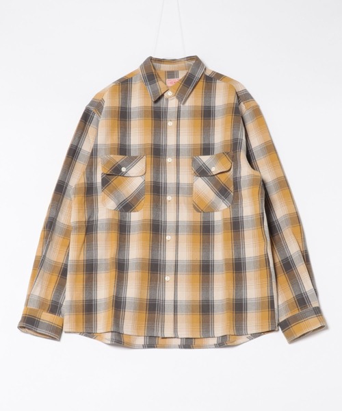 BIG MIKE(ビッグマイク)の「BIG MIKE ビックマイク / 長袖 チェック ヘビーフランネルシャツ heavy flannel shirt 102535100 102535101 102535103 102535104 102535105 102535106 102535107(シャツ/ブラウス・メンズ・ホワイト×ブラック/ブラウン系その他/ネイビー×ホワイト/カーキ/サックスブルー/ブラック×グレー/グリーン系その他/イエロー系その他/グレー系その他/ミント/ブルー系その他・MEDIUM/LARGE/X-LARGE/XX-LARGE)」の14枚目の写真