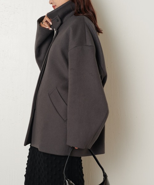 Lui's（ルイス）の「【3色展開】ビーバーメルトンミドルコート（その他アウター・レディース・ダークブラウン/ブラック/グレー・FREE）」の21枚目の写真