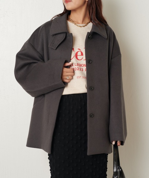 Lui's（ルイス）の「【3色展開】ビーバーメルトンミドルコート（その他アウター・レディース・ダークブラウン/ブラック/グレー・FREE）」の13枚目の写真