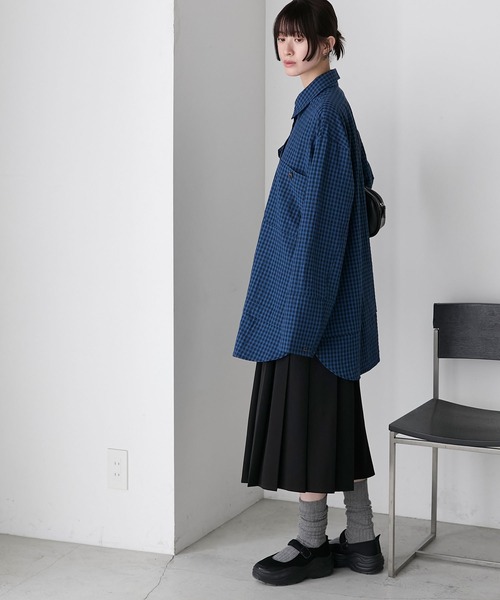 トップス feerie forksy.】レイヤードヘムデザインオーバーサイズシャツ forksy