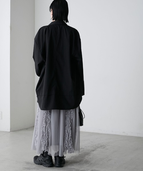 forksy.】レイヤードヘムデザインオーバーサイズシャツ（シャツ