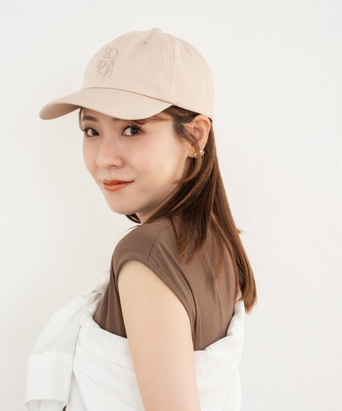 本日限定◎somyonソミョン 重ね刺繍ロゴキャップ 帽子 ブラック×チャコール 本日限定◎somyonソミョン 重ね刺繍ロゴキャップ 帽子 ブラック