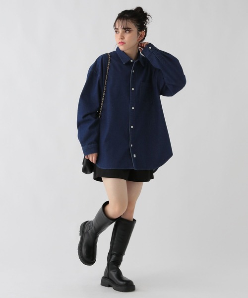 GLOBAL WORK(グローバルワーク)の「大人見えデニムシャツ/AND YUA ANY/115723(シャツ/ブラウス・キッズ・ブラック/ワンウォッシュ・FREE)」の10枚目の写真