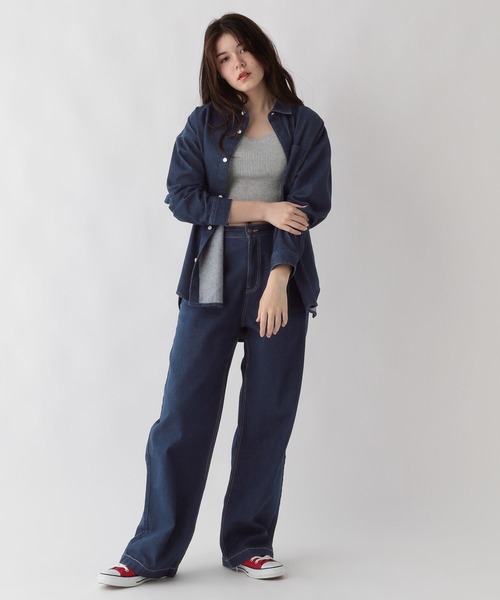 GLOBAL WORK(グローバルワーク)の「大人見えデニムシャツ/AND YUA ANY/115723(シャツ/ブラウス・キッズ・ブラック/ワンウォッシュ・FREE)」の14枚目の写真