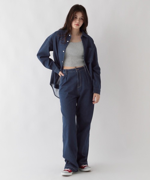 GLOBAL WORK(グローバルワーク)の「大人見えデニムシャツ/AND YUA ANY/115723(シャツ/ブラウス・キッズ・ブラック/ワンウォッシュ・FREE)」の15枚目の写真