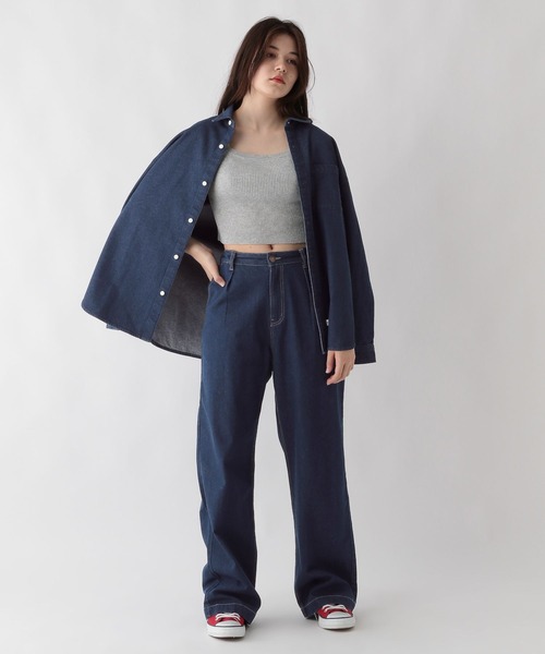 GLOBAL WORK(グローバルワーク)の「大人見えデニムシャツ/AND YUA ANY/115723(シャツ/ブラウス・キッズ・ブラック/ワンウォッシュ・FREE)」の17枚目の写真
