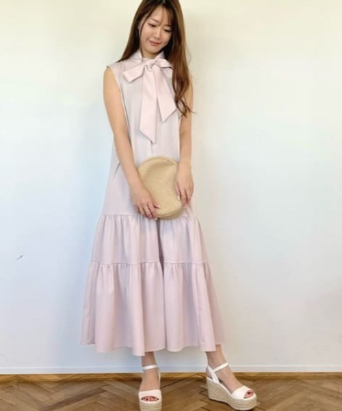QUEENS COURT(クイーンズコート)の「2wayリボンティアードワンピ≪洗濯機で洗える≫(ワンピース・レディース・ブラック/ライトグレー/ホワイト/ピンク・M)」の5枚目の写真