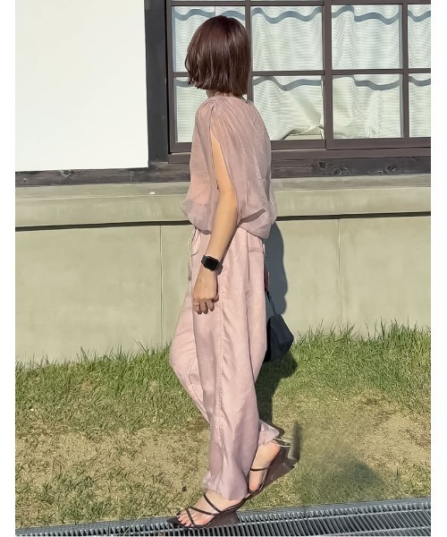 Re:EDIT（リエディ）の「[yun×Re:EDIT][yunコラボ][低身長サイズ有]シアージョガーパンツ（その他パンツ・レディース・ブラック/ピンク/ベージュ・MEDIUM/LARGE/SHORT）」の6枚目の写真